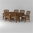 Pemberly Row Acacia Wood Patio 7-Piece Dining Set in Dark Brown
