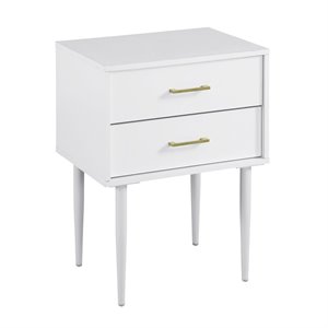 Pemberly Row 20&quot Two Drawers Modern Wood Side Table in White