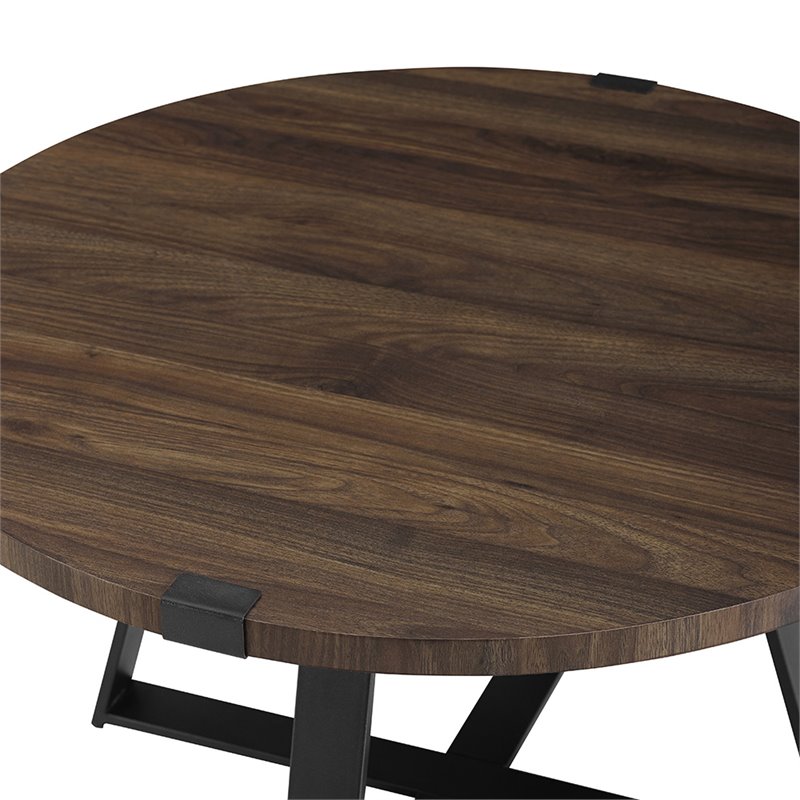 Pemberly Row 30 Metal Coffee Table in Dark Walnut and Black