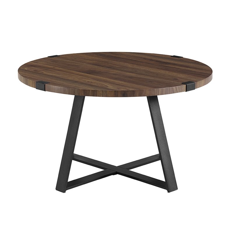Pemberly Row 30 Metal Coffee Table in Dark Walnut and Black