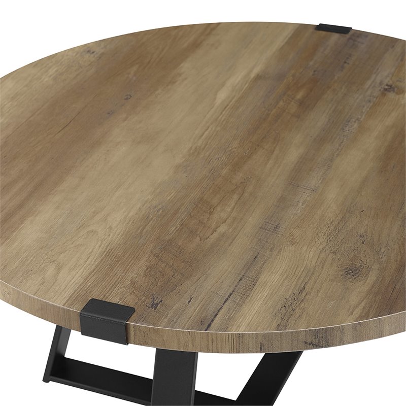Pemberly Row 30 Metal Coffee Table in Rustic Oak and Black