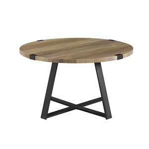 Pemberly Row 30 Metal Coffee Table in Rustic Oak and Black