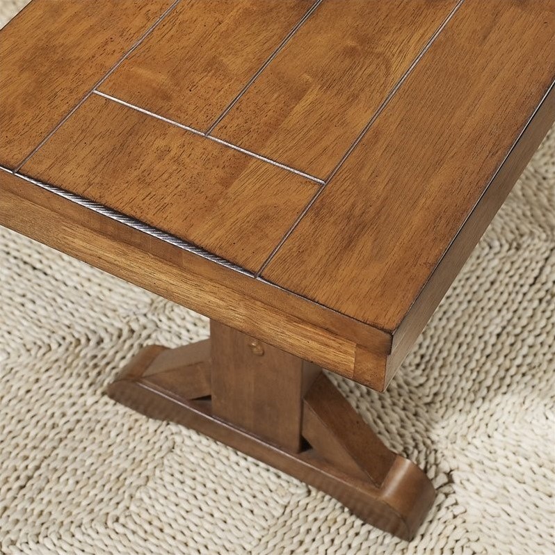 Pemberly Row Wood Dining Bench in Antique Brown