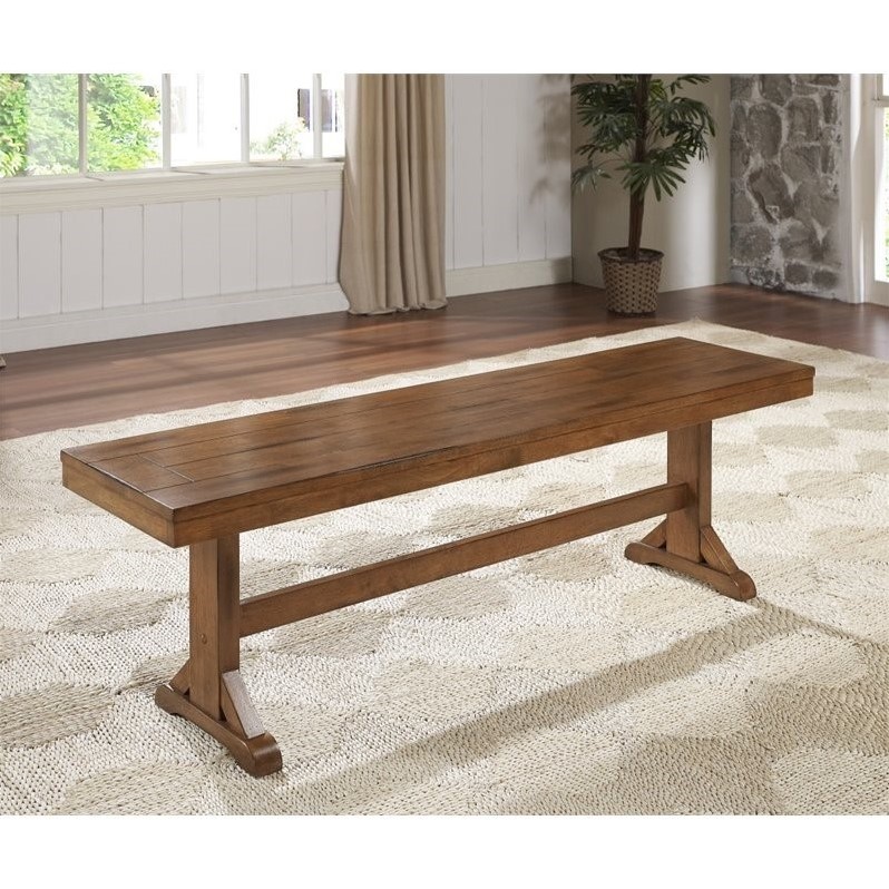 Pemberly Row Wood Dining Bench in Antique Brown
