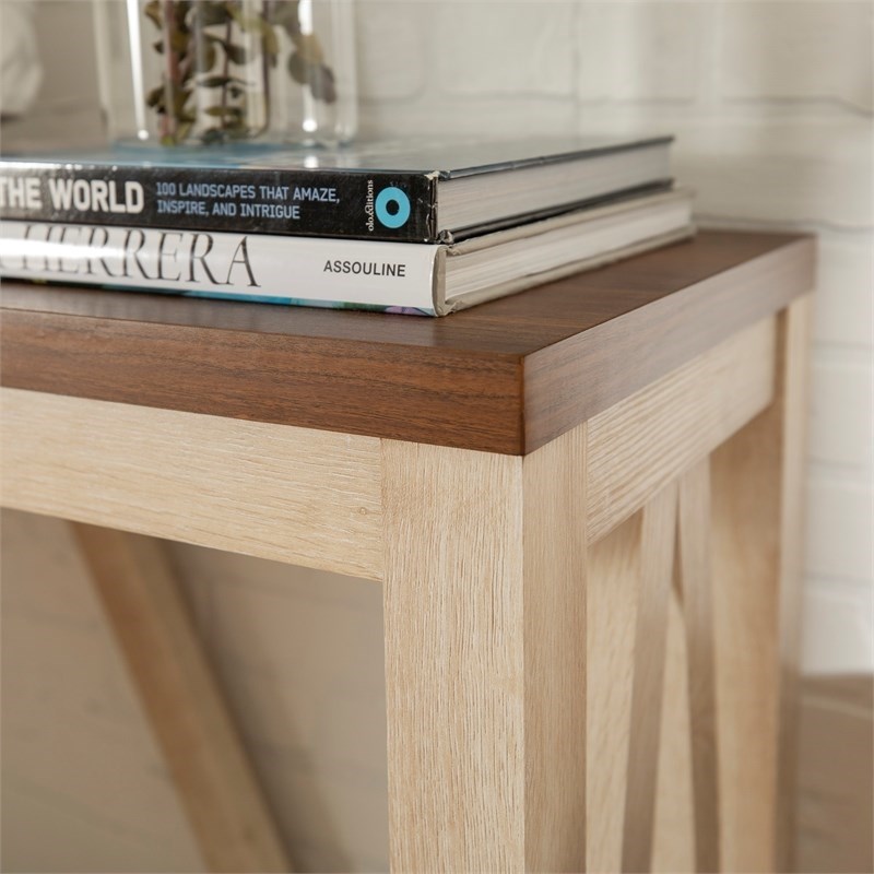 Pemberley Row MDF White Oak Console Table Rectangular Rustic 52