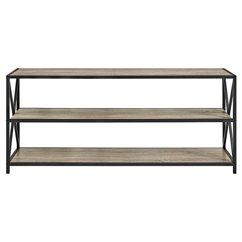 Pemberly Row 2 Shelf Wide Bookcase in Driftwood