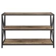 Pemberly Row 2 Shelf X-Frame Metal Media Bookcase in Barnwood