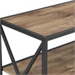 Pemberly Row 2 Shelf X-Frame Metal Media Bookcase in Barnwood