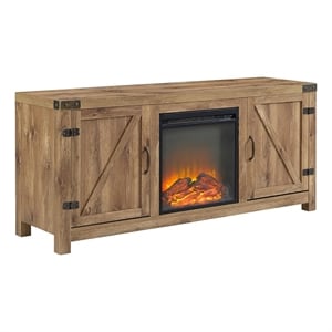 Pemberley Row Laminate Barnwood TV Stand Rectangular Adjustable Shelves 58&quot Unassembled