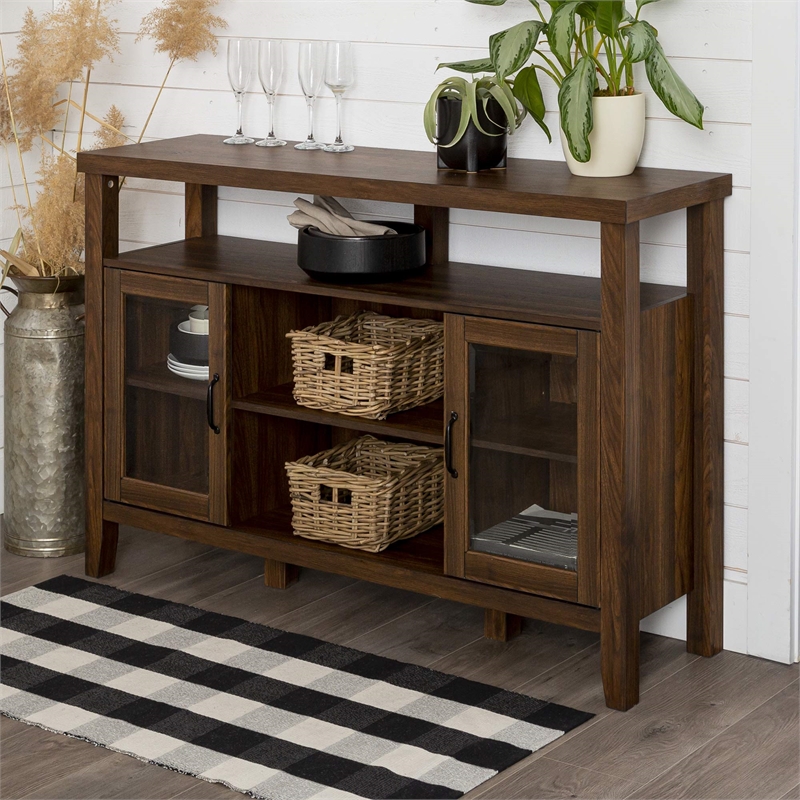 Pemberley Row MDF Dark Walnut Buffet Rectangular Farmhouse 52