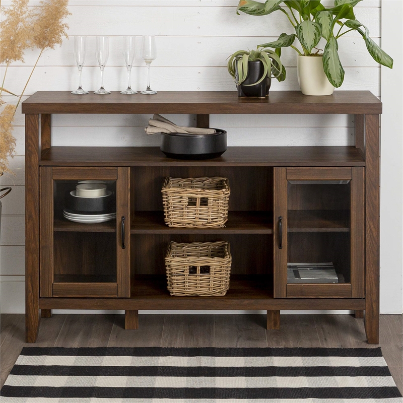Pemberley Row MDF Dark Walnut Buffet Rectangular Farmhouse 52