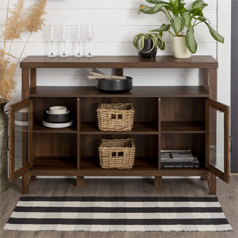 Pemberley Row MDF Dark Walnut Buffet Rectangular Farmhouse 52