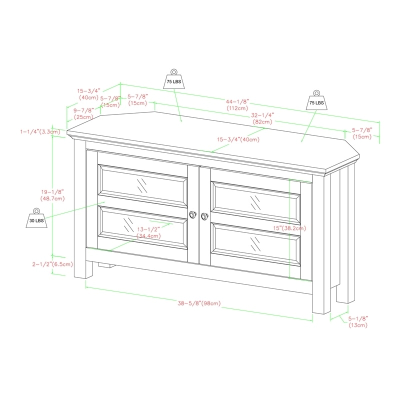 Pemberley Row MDF Gray Wash Corner TV Console Rectangular 44