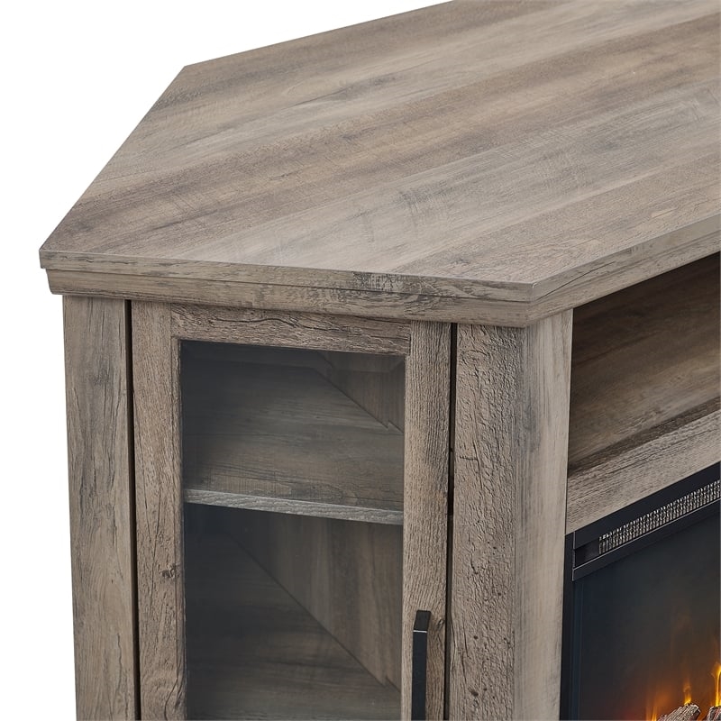 Pemberly Row Modern Wood Corner Fireplace TV Stand for TVs up to 48