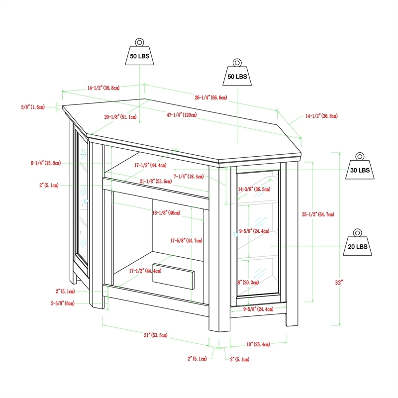 Pemberly Row Traditional Wood Corner Fireplace TV Stand for TVs up to 48