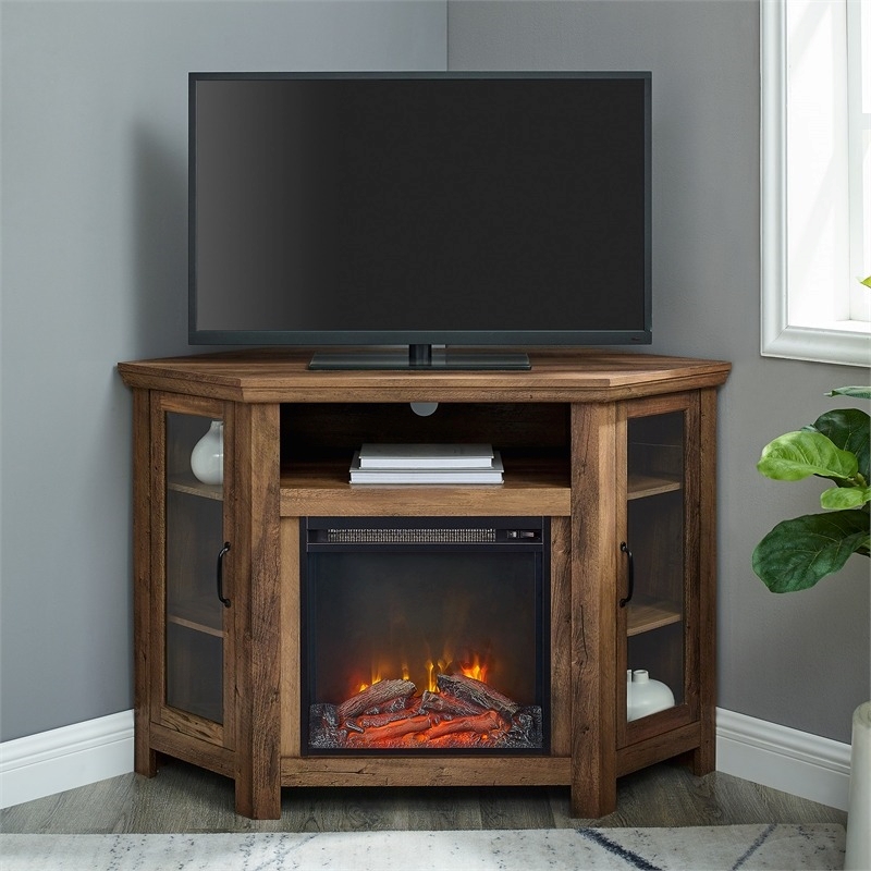 Pemberly Row Traditional Wood Corner Fireplace TV Stand for TVs up to 48
