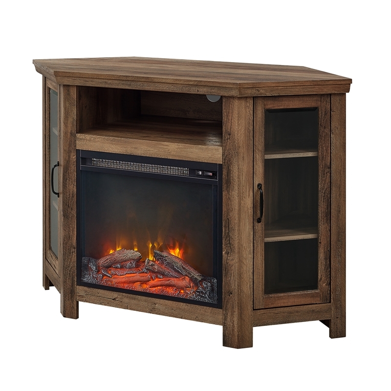 Pemberly Row Traditional Wood Corner Fireplace TV Stand for TVs up to 48