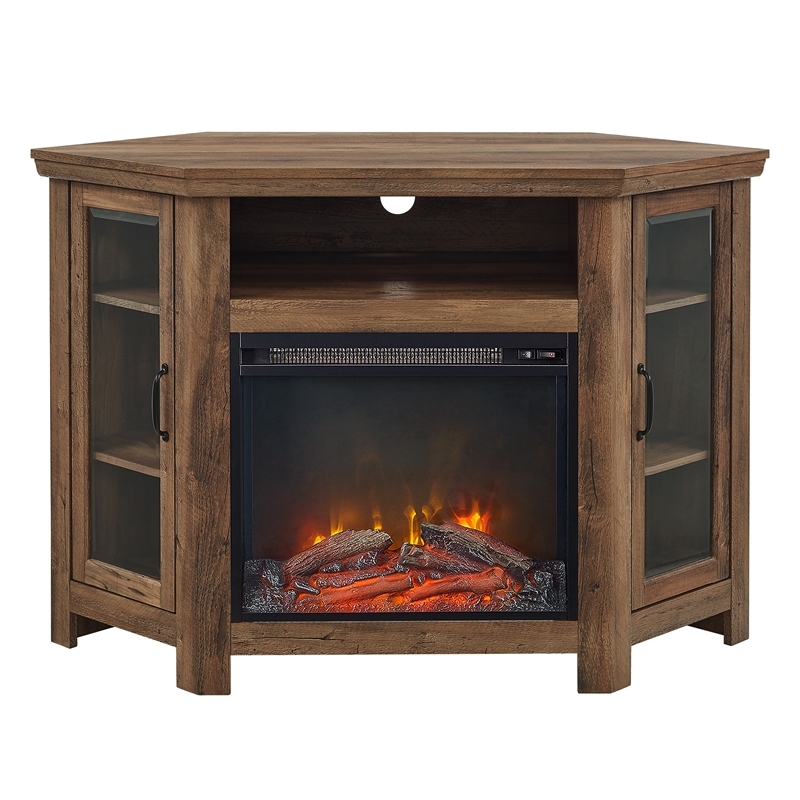 Pemberly Row Traditional Wood Corner Fireplace TV Stand for TVs up to 48