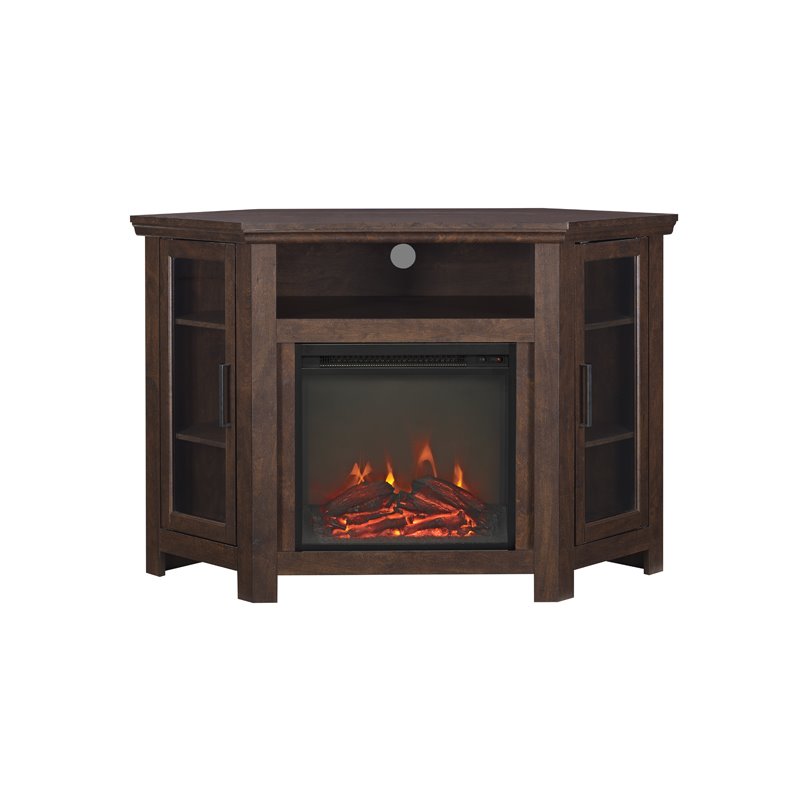 Pemberly Row Traditional Wood Corner Fireplace TV for TVs up to 48