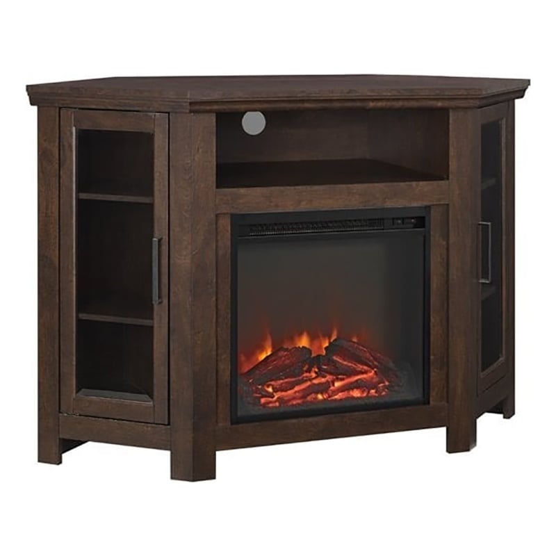 Pemberly Row Traditional Wood Corner Fireplace TV for TVs up to 48