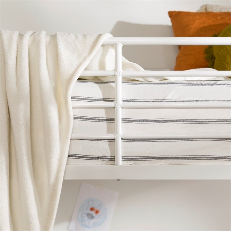 Pemberly Row Metal 2 Integrated Ladders Full Loft Bed in White