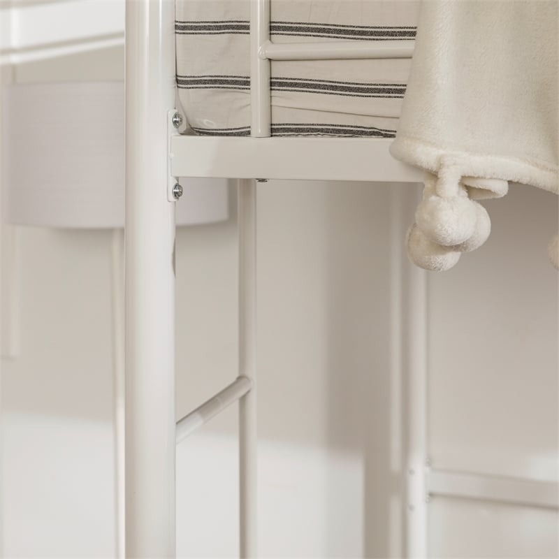 Pemberly Row Metal 2 Integrated Ladders Full Loft Bed in White