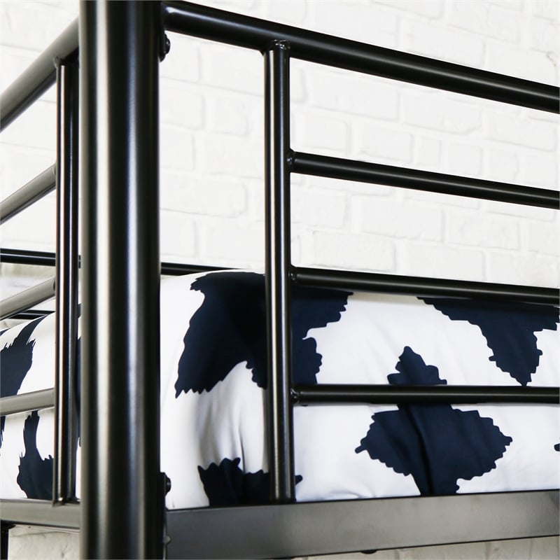 Pemberly Row Modern Steel Metal Full Loft Bed with Workstation in Trendy White