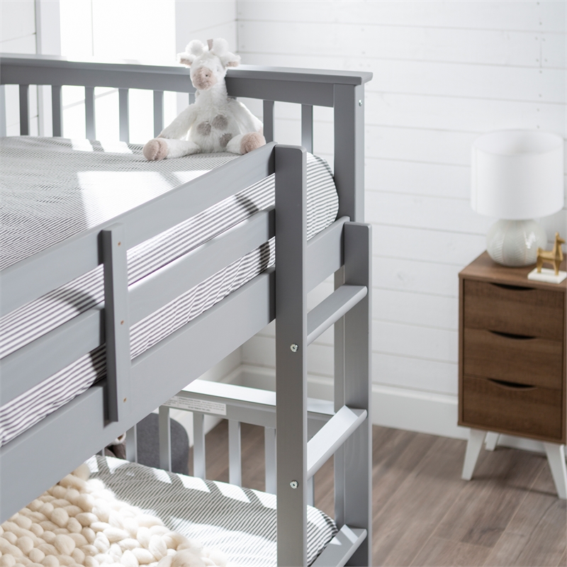 Pemberley Row Solid Wood Gray Bunk Bed Rectangular 80