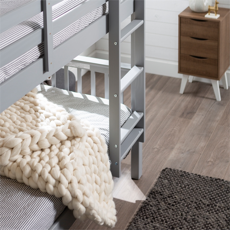 Pemberley Row Solid Wood Gray Bunk Bed Rectangular 80