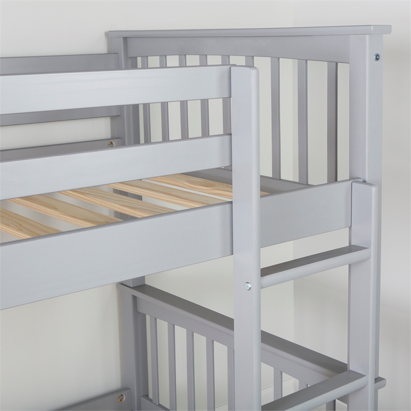 Pemberley Row Solid Wood Gray Bunk Bed Rectangular 80