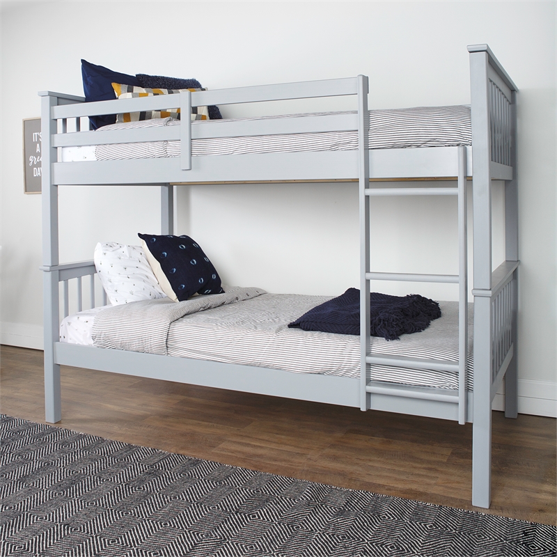 Pemberley Row Solid Wood Gray Bunk Bed Rectangular 80