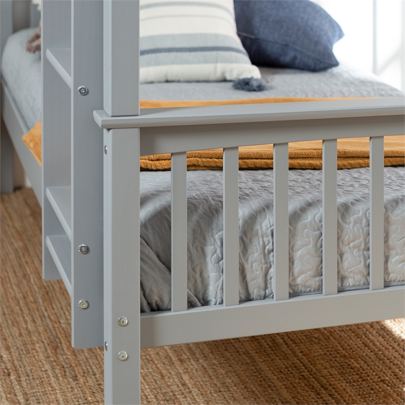 Pemberley Row Solid Wood Gray Bunk Bed Rectangular 80