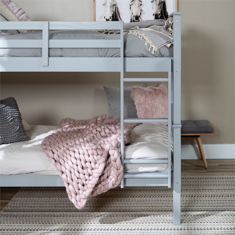 Pemberley Row Solid Wood Gray Bunk Bed Rectangular 80