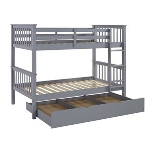 Pemberley Row Solid Wood Gray Bunk Bed Rectangular 80&quot x 44&quot x 62&quot Unassembled