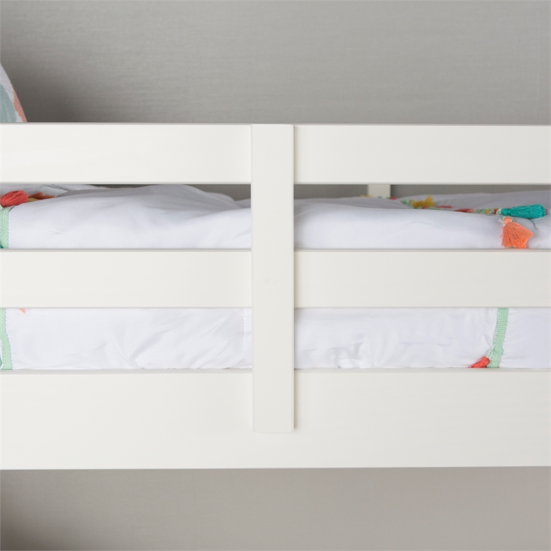 Pemberly Row Traditional Solid Wood Twin over Twin Design Bunk Bed in White