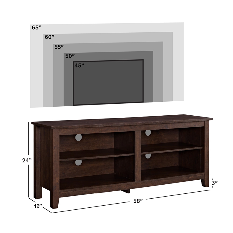 Pemberley Row MDF Wood Brown TV Stand Rectangular Cable Management 58