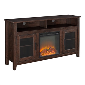Pemberly Row Traditional Wood Fireplace Stand Console for TVs up to 58&quot in Brown