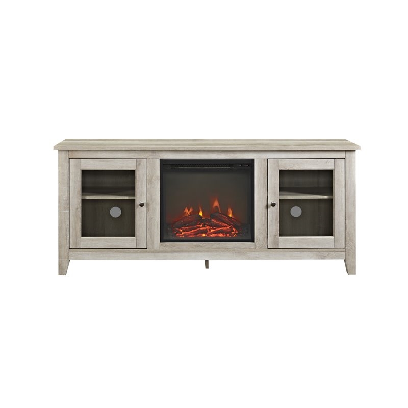 Pemberly Row Traditional Wood Fireplace Stand for TVs up to 58