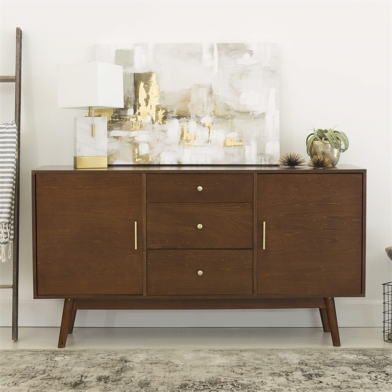 Pemberley Row MDF Walnut TV Console Rectangular Adjustable Shelving 60