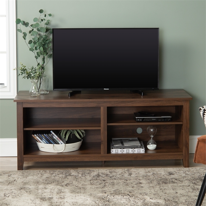 Pemberley Row MDF Dark Walnut Storage Console Rectangular Cable Management 58