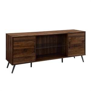 Pemberly Row Mid-Century 2-Door Wood TV Console for TVs up to 60&quot in Dark Walnut