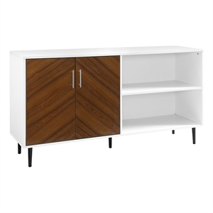 Pemberly Row Mid-Century Wood TV Console for TVs up to 58&quot in Solid White