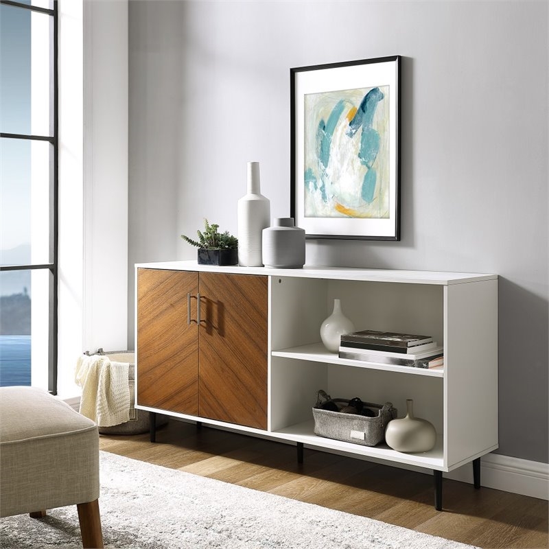 Pemberly Row Mid-Century Wood TV Console for TVs up to 58