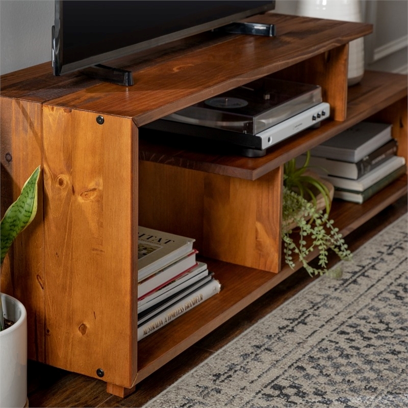 Pemberly Row Rustic Wood TV Stand Console for TVs up to 60