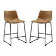 Pemberly Row 24.5'' Contemporary Faux Leather Counter Stool in Brown (Set of 2)