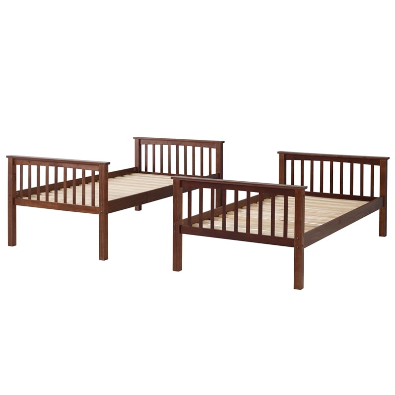 Pemberly Row Twin Over Twin Bunk Bed in Walnut