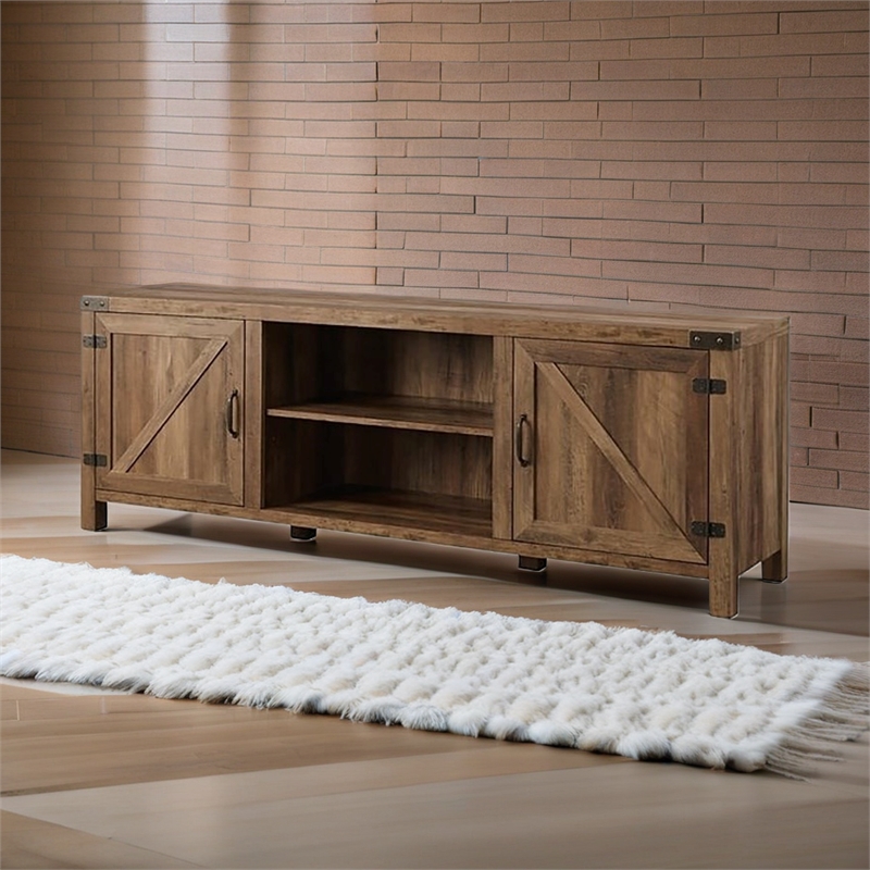 Pemberley Row Wood Rustic Oak TV Stand Rectangular Adjustable 70