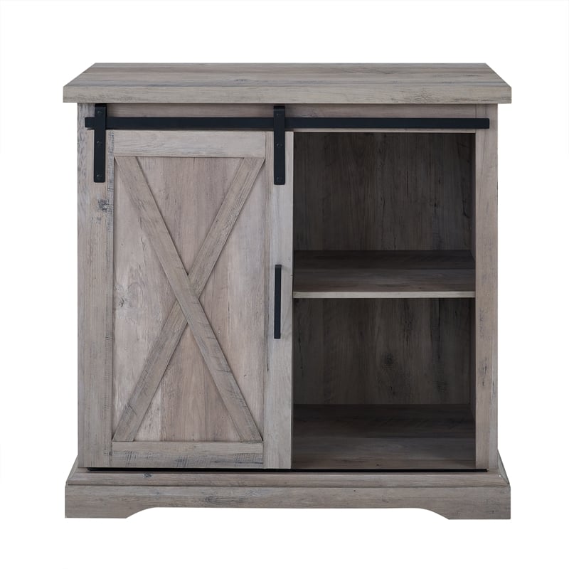 Pemberley Row MDF Gray Wash Accent Chest Rectangular Adjustable Shelving 32