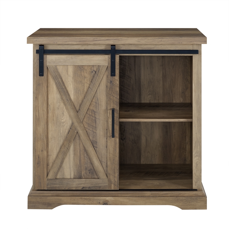 Pemberley Row MDF Rustic Oak Accent Chest Rectangular Sliding Barn Door 32