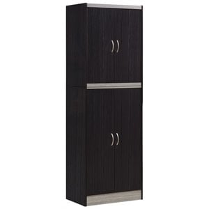 Pemberly Row 4 Door Kitchen Pantry with 4 Shelves in Chocolate Gray